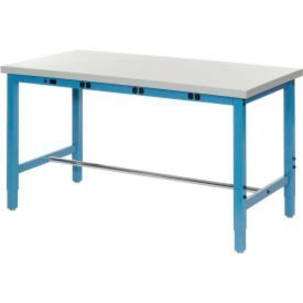 Global Equipment Production Workbench w/ ESD Square Edge Top   Power Apron, 48"W x 36"D, Blue 606991BBL